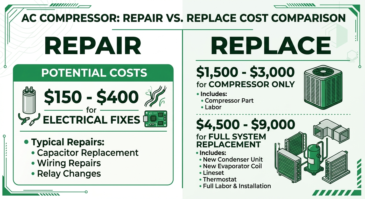 AC Compressor Repair vs. Replacement Cost Comparison