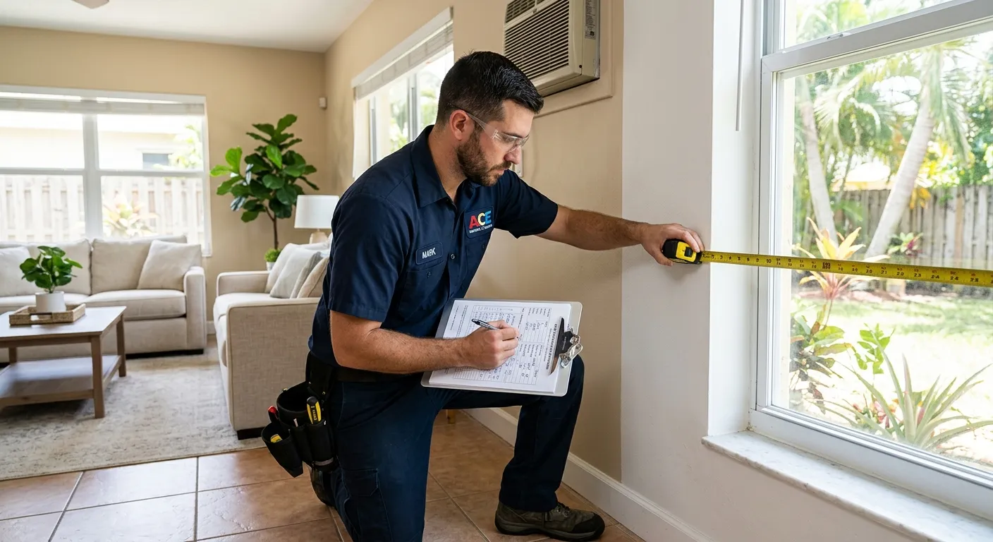 HVAC technician measuring a home for proper AC sizing
